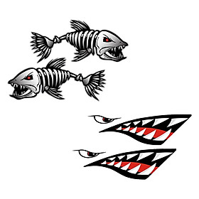 2 Pieces Mouth Decal Stickers + 2 Pieces Skeleton Fish Stickers