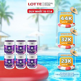 Combo 6 hũ Kẹo Gum không đường Lotte Xylitol - Hương Blueberry Mint 130,5 g