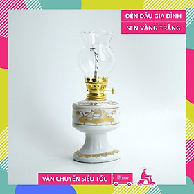 Đèn dầu thờ cúng truyền thống chân cao vàng cung đình - Cao 18cm