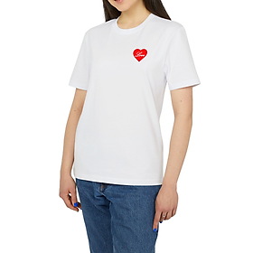 Áo Thun Nữ In Logo Trái Tim Love Cổ Tròn Tay Ngắn Màu Đen Trắng