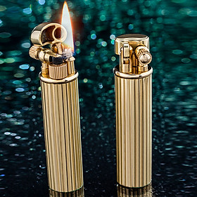 Vỏ Hột Quẹt Bật Lửa Xăng Đá Chief CF028 Thiết Kế Độc Lạ Sang Trọng Màu Vàng - Dùng Xăng Bấc Đá Cao Cấp