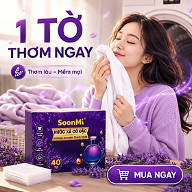 Nước xả cô đặc - Giấy Thơm Quần Áo SoonMi Hương Lavender - Nước Xả Cô Đặc Cho Máy Sấy (Hộp 40 Tờ) - hàng chính hãng