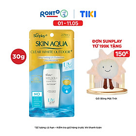 Hình ảnh Kem chống nắng Skin Aqua dưỡng da cho mặt khi hoạt động ngoài trời dạng gel Sunplay Skin Aqua Clear White Outdoor+ SPF50+ PA++++ 30g