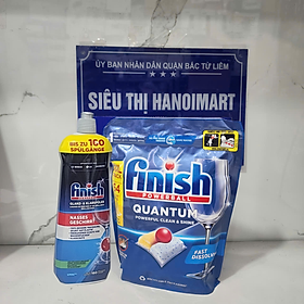 Combo Viên rửa bát Finish quantum 64 viên + Nước làm Bóng finish 750ml