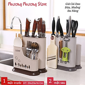 Mua Giá Kệ Đựng Đũa Thìa Muỗng Có Móc Treo Kèm Khay Cắm Dao Kéo Nhựa VN ( giao màu ngẫu nhiên ) - Tặng 1 móc dán tường to