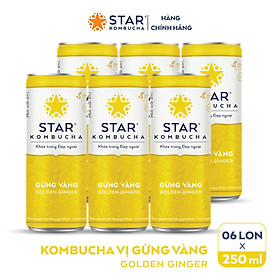 Lốc 6 lon trà lên men STAR KOMBUCHA Gừng Vàng Golden Ginger 250ml lon