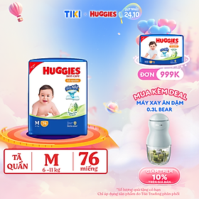 Tã/bỉm quần Huggies Skin Care Super Jumbo M76 miếng với tràm trà dịu da