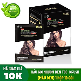 Dầu Gội Nhuộm Đen Tóc Thảo Dược KRUSH (Màu Đen) - Cao Cấp 1 Hộp 10 Gói