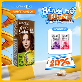 Kem Nhuộm Tóc Phủ Bạc Youth & Color Lavox 60ml Nâu Chocolate Đậm L6 - Nhuộm Tóc Tại Nhà (Kèm Bao tay & Oxy Trợ Nhuộm) Lamimi Chính Hãng