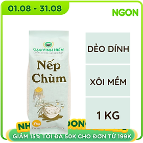 Gạo Nếp Chùm Vinh Hiển túi 1Kg - Nếp Sạch 3 Không - Gạo nếp dẻo, thơm xôi mới thuộc thương hiệu Gạo Vinh Hiển