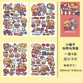 Set 4 tờ stickers nhiều chủ đề dễ thương xinh xắn