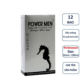 Bao cao su Powermen cá ngựa bạc - kéo dài thời gian - Hộp 12 chiếc