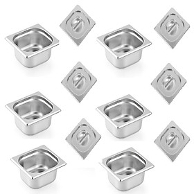 Combo 06 cái Khay đựng Topping inox 176x162mm có nắp