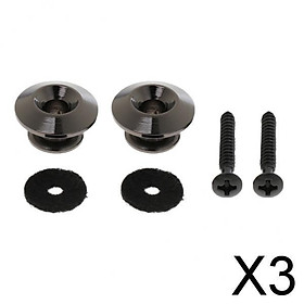 3x2 Pieces Black Strap Button with Mounting Screw for Guitar Mandolin Ukulele