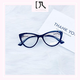 Gọng Kính Nữ Dáng Mắt Mèo Nhựa Màu Đen Phối Kim Loại DORISEYEWEAR
