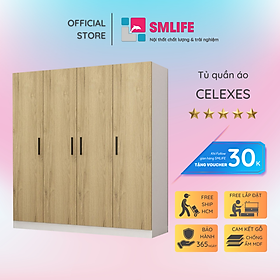 Tủ quần áo gỗ hiện đại SMLIFE Celexes  | Gỗ MDF dày 17mm chống ẩm | D180xR52xC190cm