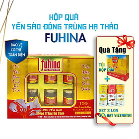 Hình ảnh [Hộp Quà - 6 lọ x 70ml] Nước yến sào Đông Trùng Hạ Thảo FUHINA 12%, không chất bảo quản, Tăng cường sinh lực và phục hồi sức khỏe người bệnh