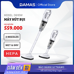 Máy Hút Bụi Cầm Tay Không Dây Sử Dụng Pin Sạc Damas Vacuum Cleaner D610 - Hàng Chính Hãng