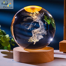Quà Tặng Sinh Nhật Quả Cầu Ca Sỹ Pha Lê 3 chiều LED Cung Bọ Cạp Scorpio 6cm