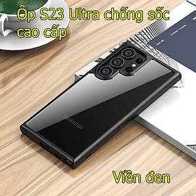 Ốp lưng chống sốc cho Samsung S23 ultra trong suốt viền mầu - hàng chính hãng