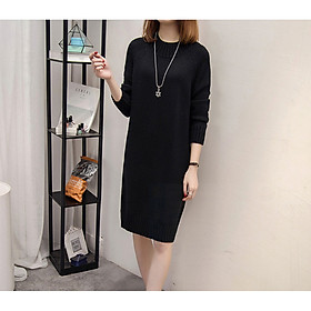 Đầm len dáng ôm trơn tay dài 43
