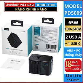 Mua Củ sạc Choetech PD5009 du lịch đa năng công suất cao 65W (2 USB C+ 1 USB A) (Hàng chính hãng)