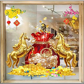 (HCM) Decal dán kính trang trí tết xuân Bính Ngọ 1 Binbin TTT01 decor văn phòng, nhà hàng,khách sạn