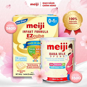 Combo Thực Phẩm Bổ Sung Dinh Dưỡng Meiji Mama Milk Cho Mẹ Bầu 350g Và Meiji Infant Formula EZcube 540g
