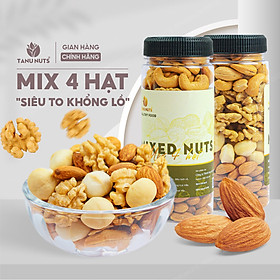 Hình ảnh Hạt dinh dưỡng mix 4 TANU NUTS hũ 350gr/500gr, ngũ cốc granola mix hạt dinh dưỡng cho bà bầu