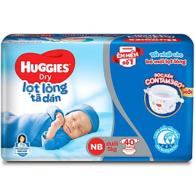 Tã Dán Sơ Sinh Huggies NB40 (Dưới 5kg) - Gói 40 miếng - Bao bì mới