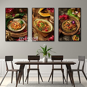 (HCM)Tranh treo tường món thái 6 trang trí decor quán ăn, nhà hàng ăn kèm đinh treo