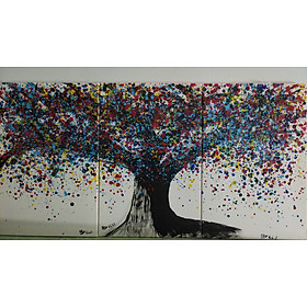 Tranh vẽ tay trừu tượng-Tranh canvas -acrylic . KT 40 x 60cm (x3)