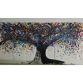 Mua Tranh vẽ tay trừu tượng-Tranh canvas -acrylic . KT 40 x 60cm (x3)