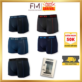 Hộp 5 quần lót boxer nam thun lạnh 4 chiều, cạp bo dệt gân cao cấp - FORMEN SHOP - FMCB5PS224