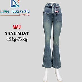 Quần jean nữ, loe, lưng cao, quần bò nữ dáng ôm, quần rin nữ có big size, cho 42kg đến 75kg, - Xanh Nhạt