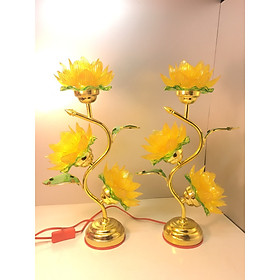 Đèn thờ cắm điện hoa sen ngàn cánh 3 bông ( đèn bóng led tiết kiệm điện)