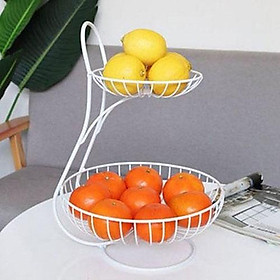 Mua Giỏ đựng bánh kẹo hoa quả 2 tầng trang trí bàn ăn nhà bếp- Khay đựng hoa quả decor bàn trà nhà hàng khách sạn