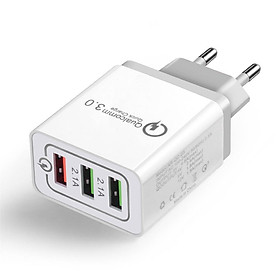 Adapter Sạc 3 Cổng USB QC 3.0 Cho iPhone/Samsung