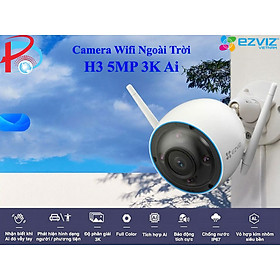 Camera Wifi Ngoài Trời EZVIZ H3 5MP Độ Phân Giải 3K Siêu Nét Tích Hợp AI Nhận Diện Vẫy Tay Chào - Màu Ban Đêm - Đàm Thoại 2 Chiều - Hàng Chính Hãng
