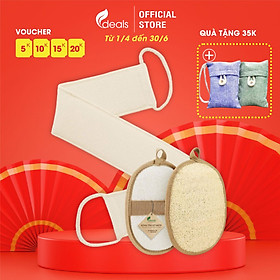 Combo 1 Dây Tắm và 1 Bông Tắm Xơ Mướp Cao Cấp ECODEALS 100% xơ hữu cơ diệt khuẩn - Mềm mại, nhẹ nhàng tẩy da chết, ngừa mụn lưng, kỳ cọ và massage siêu đã