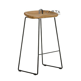 Mua Ghế quầy bar thân gỗ sồi CB META Nội thất Capta Ghế ngồi quầy bar cao không tựa thân gỗ sồi sơn màu tự nhiên bóng đẹp chân oval cao sắt sơn tĩnh điện màu đen có gác chân tại tp hcm