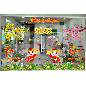 Mua Decal trang trí cửa kính ngân hàng - văn phòng - decal trang trí tết - decal trang trí tết phòng khách - nhà hàng - khách sạn Binhin PK624