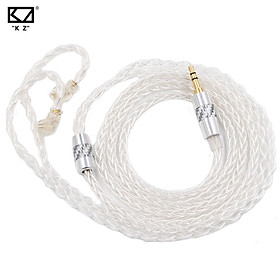 KZ OFC Earphones Cable 8 Core High Purity Silver Plated Upgrade Cable Standard 3.5mm Plug Pin 0.75mm Headset Replace Cable KZ Earphone Replacement Wire For ZSN ZS10PRO ZAX ASX DQ6 Headphones