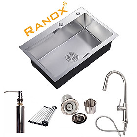 Mua COMBO CHẬU RỬA BÁT 1 HỐ CAO CẤP VÀ VÒI RÚT DÂY HÀN QUỐC RANOX RN44587