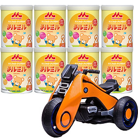 Combo 8 hộp Sữa Morinaga Số 2 Chilmil (850g) và xe máy điện trẻ em VBC-6199