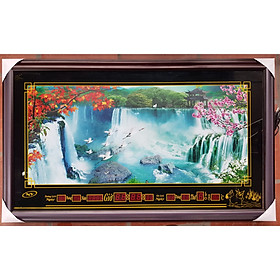 TRANH ĐÈN LỊCH VẠN NIÊN - ĐÓN TÀI LỘC ( PHONG CẢNH THÁC NƯỚC ) khổ 58*98cm