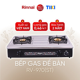 Bếp gas dương Rinnai RV-970(GL) mặt bếp kính và kiềng bếp men - Hàng chính hãng