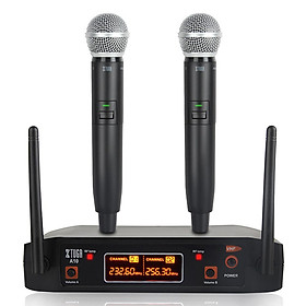 Xtuga âm thanh A-10 2 kênh Hệ thống micro không dây hệ thống micro Karaoke 2 mic sử dụng cho gia đình bên