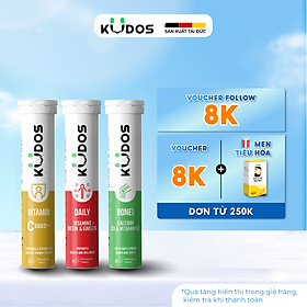 Combo 3 Thực phẩm bảo vệ sức khỏe KUDOS VITAMIN C 1000MG + Viên Sủi KUDOS BONE + Viên Sủi KUDOS DAILY (20 viên/tuýp)