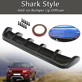 Universal Carbon Style Rear Bumper Lip Diffuser Shark 6 Fin Curved Spoiler Wing